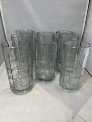 Vintage Anchor Hocking Manchester 16 oz High Ball Drinking Glasses Set Of 8 USA