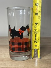 1 Vintage Anchor Hocking FITZ SCOTTIE DOG TARTAN PLAID Glass Cups 12.5oz
