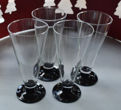 4 ~ Cristal D’Arques France DOMINO SIGNATURE Black Pilsner Glass 8″H VTG 1997