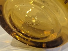 Vintage Set of 6 Libbey Gold Tempo Amber Roly Poly Drink Juice Glasses 6 Oz