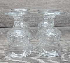 4 Tiffin-Franciscan King’s Crown Clear Glass Thumbprint Cordial 3.5″ VTG