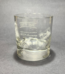 Vtg Cutty Sark Whiskey Glass Christopher Columbus 500th Anniversary Dimpled 8 oz