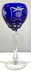 Single NACHTMANN TRAUBE Tall Hock Wine 8 1/4″ Cobalt Blue Cut to Clear Crystal