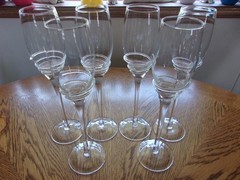 Champagne Blown Pier 1 Applied Swirl Smooth Stem Crystal Blown Glass – Set of 8