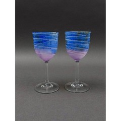 Steven Maslach 1978 Signed Volcano Ash Hand Blown 5 7/8″ Cordial Glass Set Of 2