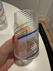 Hudson Beach Glass Hand Blown Rainbow Spiral Tumblers Set Discontinued