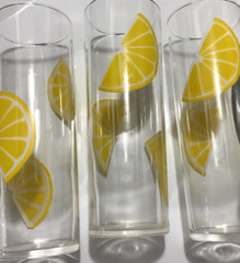 Old Vintage Lot~MCM Federal Glass Lemon Wedge Lemonade Tea Glasses~Decorated Art