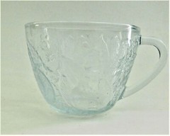 4 Fruitella Clear Glass Punch Cups Mugs Fruit Grape Pear Vintage