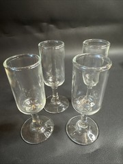 Mr. Pro Libbey Set of 4 Vintage Stemmed Cordial Glasses 4.25″ Clear Glass 1 Oz