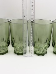 4 Hazel Atlas Reflection Green Tumbler Set Mid Century 5in 12 Oz Glasses