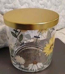 Daisy Glass Jar With Lid Embossed With Daisies Trinket Container