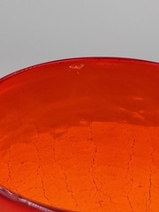 Blenko Crackle Dimpled Tangerine 5 1/2″ T Tumblers Glasses Lot Of 8