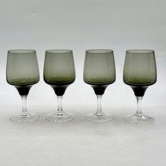 4 Sasaki Harmony Smoke Small Wine Sherry Glasses – Japan Vintage MCM 5″ H EUC