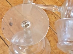 Set Of 3 Vintage Etched Floral Footed Wine Glasses 5.5″ Tall