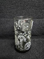 Vintage Libbey Dandelion Puff Smoky Gray Highball Tumblers Set 4 MCM
