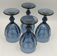 Vintage Libbey DuraTuff Gibraltar Goblet Set Of 4 Dusky Blue Glass 6.75″ USA