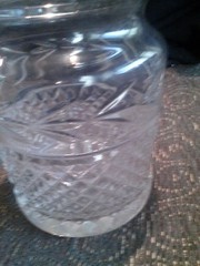 BEAUTIFUL CRYSTAL CUT GLASS BISCUIT / CANDY COVERED JAR APPROX. 6 IN. TALL