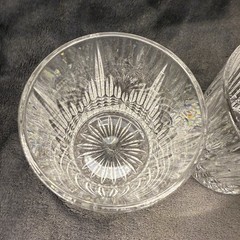 Pair Bohemia Crystal BEDFORD Vertical Horizontal Cut Whiskey Old Fashioned Glass