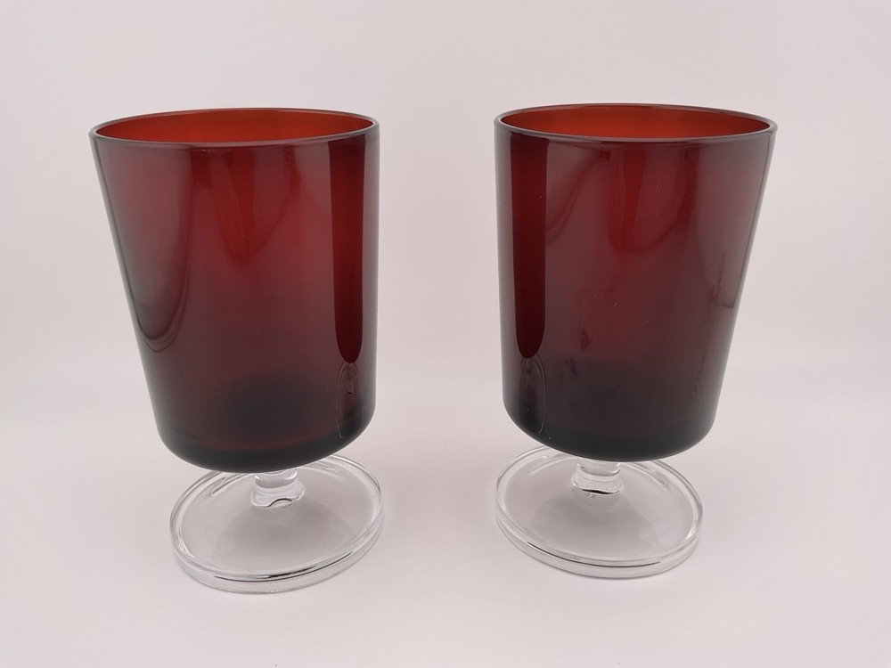 2 Arcoroc Luminarc France Ruby Red Glasses 5″ Wine Cocktail Cordial 8 oz – LR3