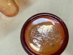 SIX HAZEL ATLAS MARIGOLD IRIDIZED FRUITS TUMBLERS