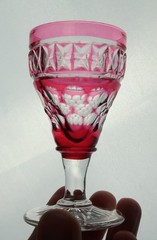 Set 11 Vintage 3oz Cranberry Cut Crystal 4.25″ Cordial Sherry Port Wine Glasses