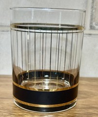 Culver Barware Glass Devon Black Gold 12oz Lowball Whiskey Old Fash Gold Vintage