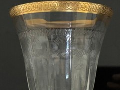 2 Vintage Tiffin-Franciscan 14196-6 Wine Water Goblet Stem Glass Etched Gold Rim