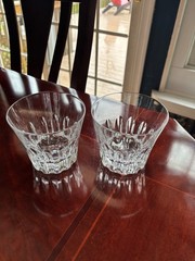 PAIR OF BACCARAT ETNA CRYSTAL LARGE DOUBLE OLD FASHIONED GLASSES WITH CHIP