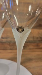 Vintage Set Of 4 Romanian White Cobalt Blue Petal Stem Champagne Flutes 9″-10″