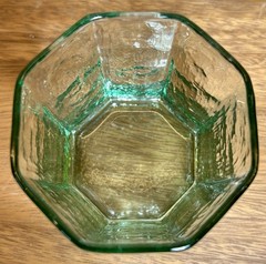 Vintage Libbey Green Glass Facets Octagon Short Tumbler Glass each