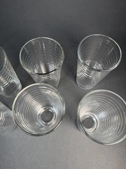 Libbey HOOPS Crisa Clear Ribbed Tumbler Glasses Set of 6 6”
