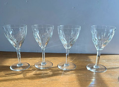 Val St Lambert Nestor Hamlet Crystal Water/Wine stems Goblet Glasses set 4 (8 av