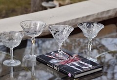 MARTINI TIME! 4 Mis-Matched Vintage Etched Cocktail ~ Martini Glasses