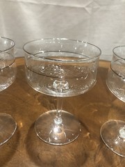 SET OF 4 LENOX MOONSPUN CHAMPAGNE COUPE HAND ETCHED GLASSES W/PLATINUM TRIM
