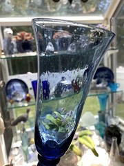 5 Cobalt Blue Lovers Variety Etched Wine Martini Champagne Flute Glasses