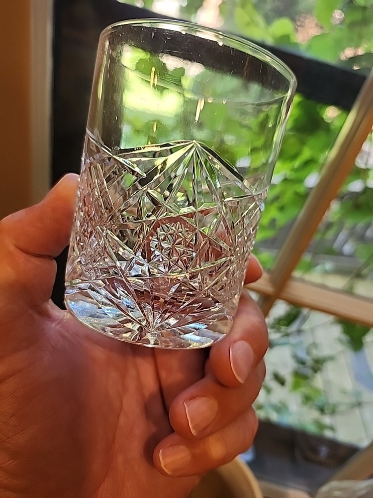 Set Of 8 Matching Antique Tumblers, American Brilliant Period Cut Glass Crystal