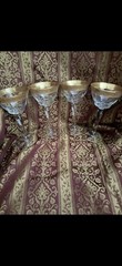 4 Piece Tiffin Rambler Rose Liquor Cocktail Goblets Gold Rimmed