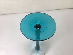 Vintage Antique Circa 19th Century Blue and White Goblet Wine Glass