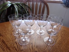 Wine Etched Floral Blown Smooth Stem 10 Oz Capacity – Set of 6 Glasses