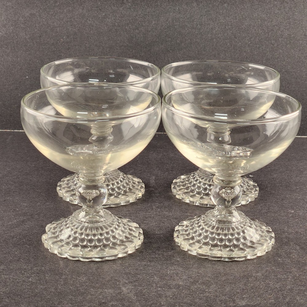 Anchor Hocking Bubble Champagne Sherbet Clear Glass Candle Float Vintage Wedding
