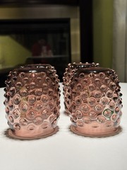 Vintage Amethyst Hobnail Glass Tumblers/RETRO BARWARE! Glows Green (Manganese)
