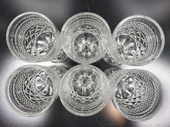6 Anchor Hocking Wexford Claret Wine Glasses Set Vintage Clear Cut Etch Bar Lot