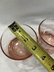 Two Vintage Pink Old Fashioned Coctail Glasses