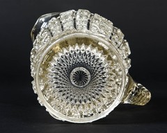 EAPG Clear Pressed Glass Water Pitcher Hobstar & Daisy Pattern Applied Handle