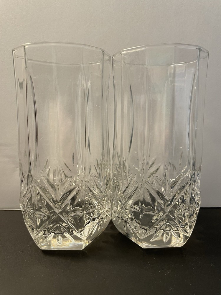 Crystal Highball Tumbler Glasses, D’Arques-Durand “Ashley” Set of 2(5 7/8” tall)