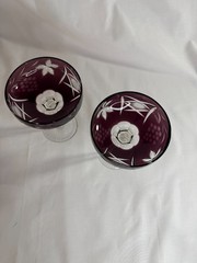 Set of 2 Vintage Lausitzer Amethyst Champagne Coupes