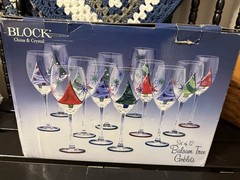 Block Crystal Set Of 12 Balsam Tree Goblets Wine Glasses Xmas Christmas Holiday