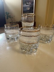 Set of 4 Vtg Hollywood Regency Double Old Fashioned Glasses