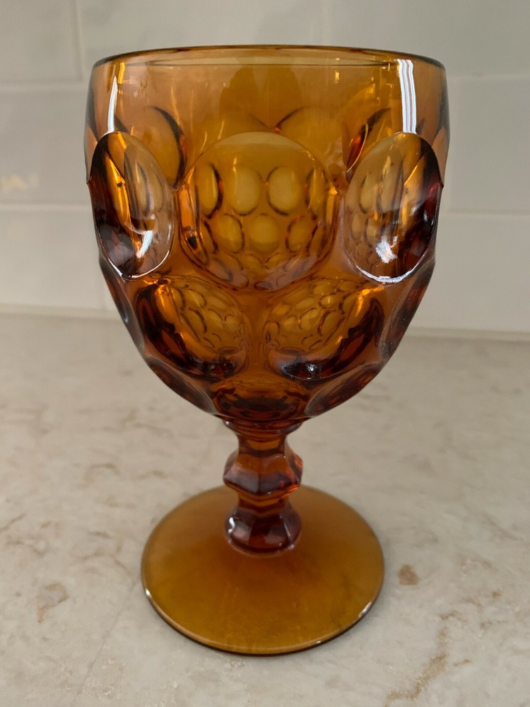 Imperial Glass Amber Provincial 10 ounce Water Goblet (5 7/8″ Tall)