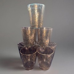 Vintage MCM 22 KT Gold Rocks Glass Low Ball 4.5” SOLD INDIVIDUALLY